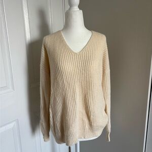 Forever 21 Twist Back Cream V-Neck Sweater